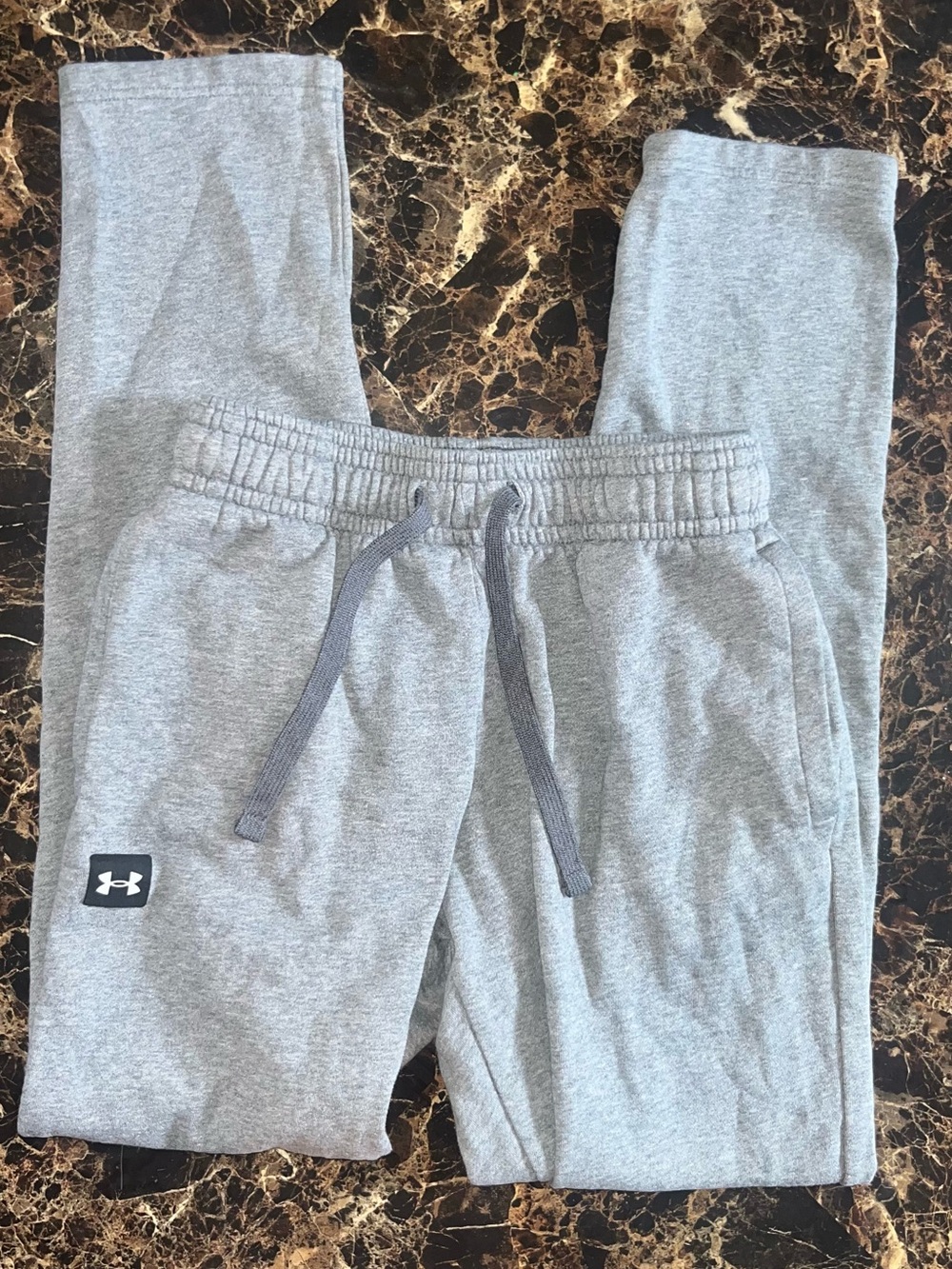 Under Armour Kids Light Gray Jogger Sweatpants with Logo